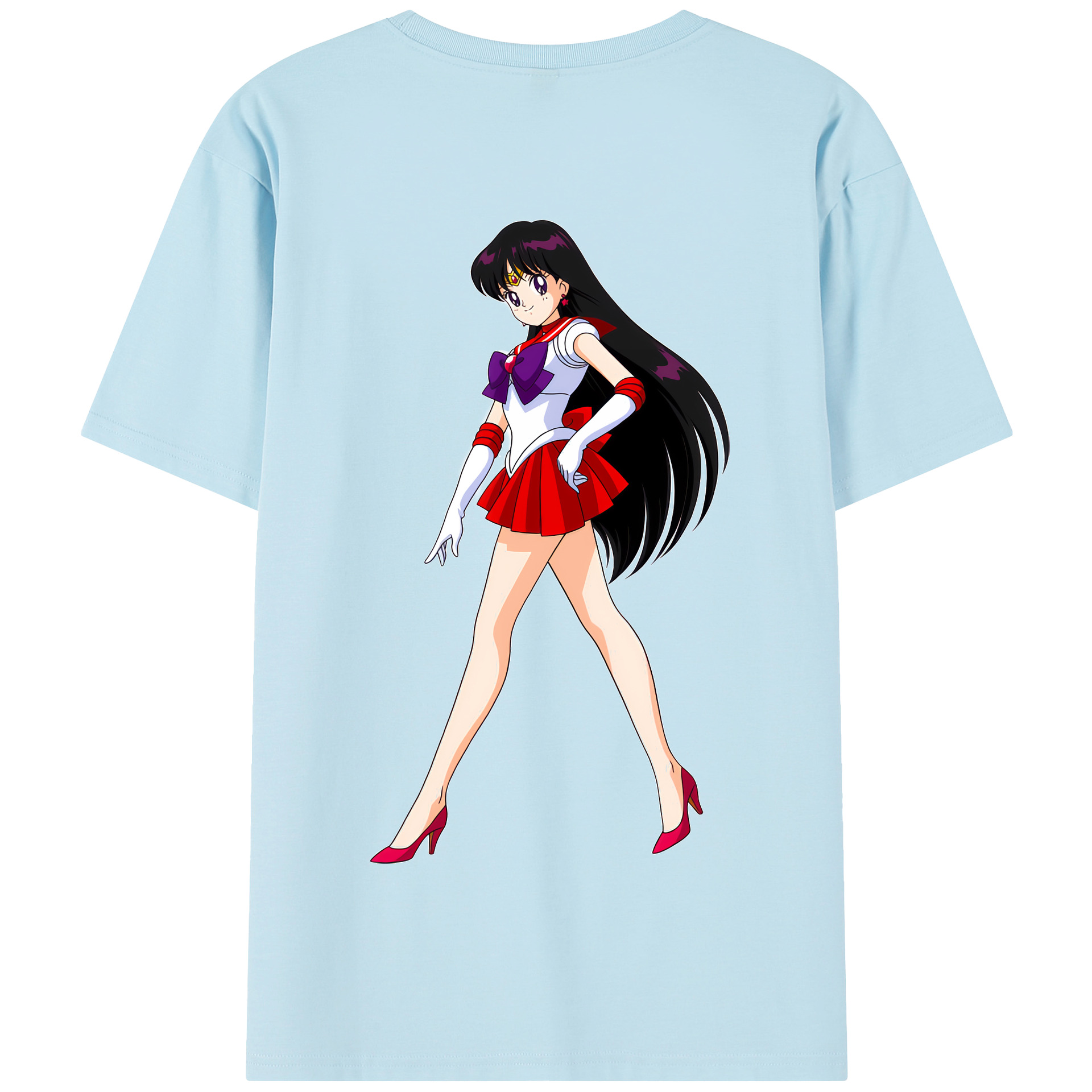 （画像用） 美少女戦士セーラームーン 火野レイ ひの レイ Sailor Moon Hino Rei （セーラーマーズ,Sailor Mars） 綿100％半袖Tシャツ（背面プリント）
